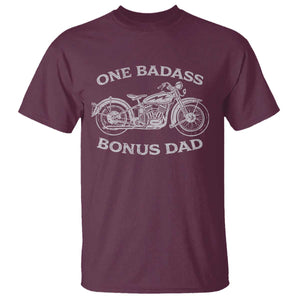 One Badass Bonus Dad T Shirt Funny Stepdad Motorcycle Graphic Mens Biker TS10 Maroon Print Your Wear
