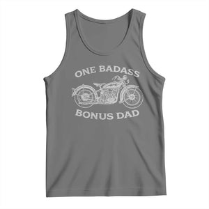 One Badass Bonus Dad Tank Top Funny Stepdad Motorcycle Graphic Mens Biker TS10 Black Heather Print Your Wear