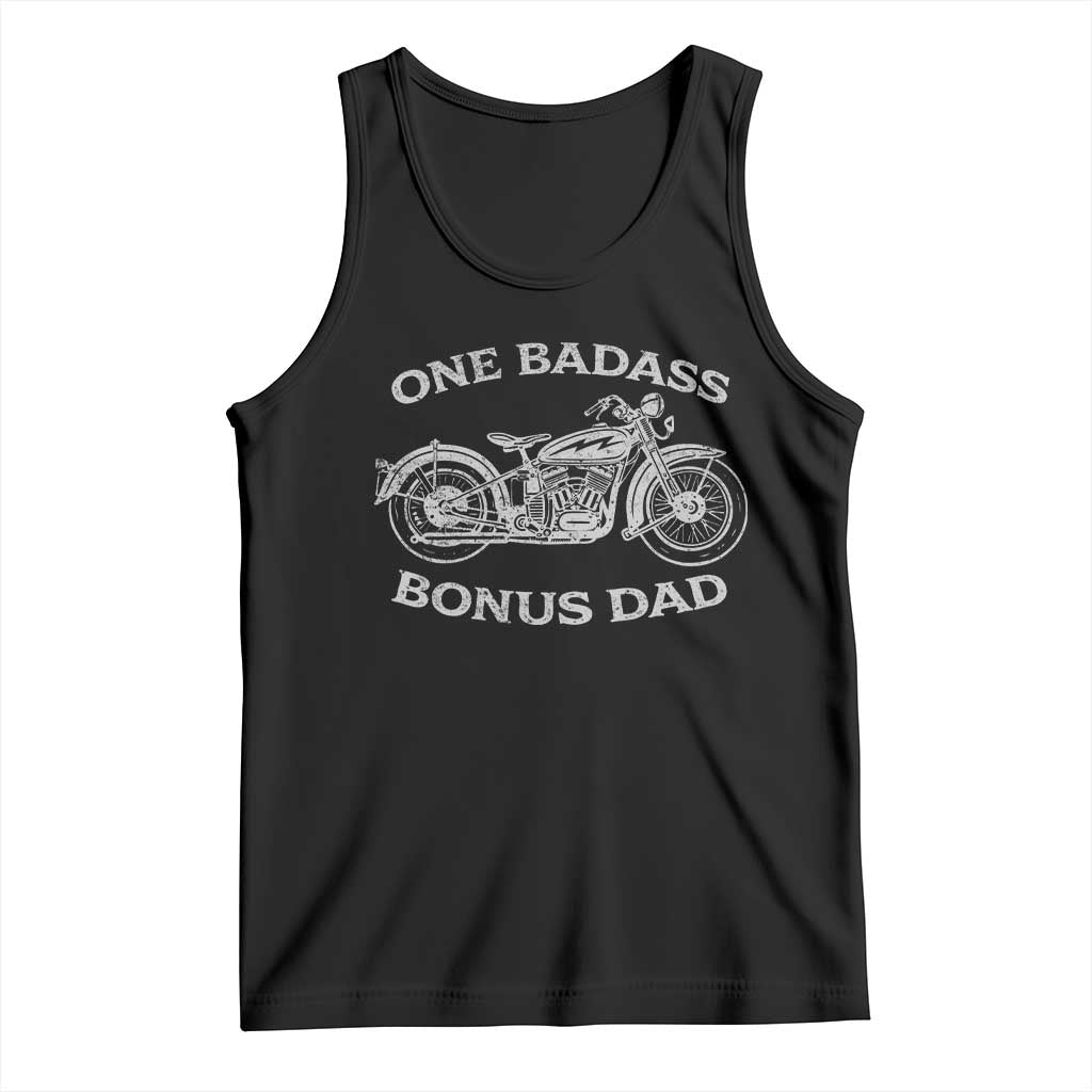 One Badass Bonus Dad Tank Top Funny Stepdad Motorcycle Graphic Mens Biker TS10 Black Print Your Wear