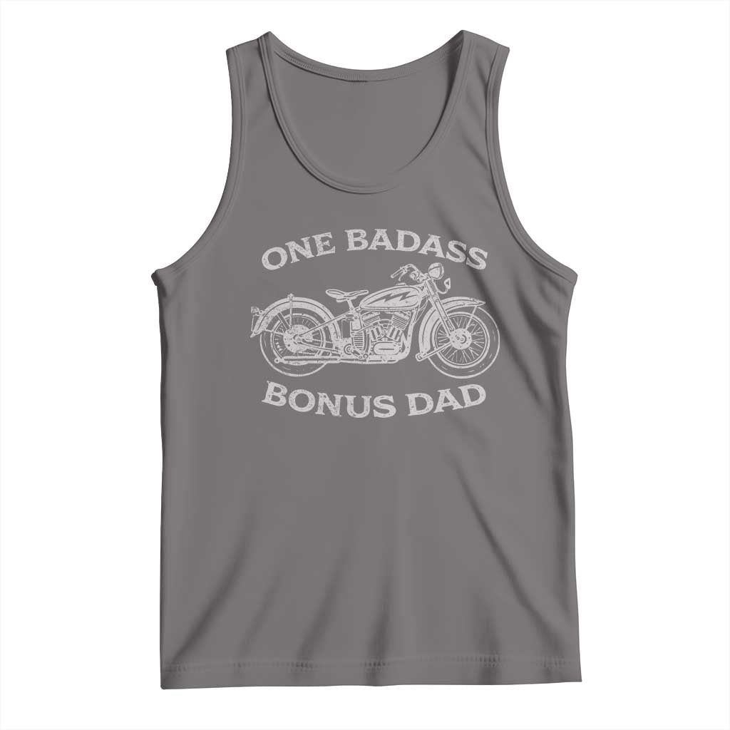 One Badass Bonus Dad Tank Top Funny Stepdad Motorcycle Graphic Mens Biker TS10 Deep Heather Print Your Wear