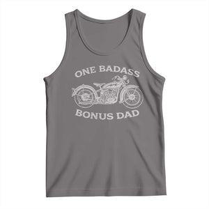 One Badass Bonus Dad Tank Top Funny Stepdad Motorcycle Graphic Mens Biker TS10 Deep Heather Print Your Wear