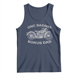 One Badass Bonus Dad Tank Top Funny Stepdad Motorcycle Graphic Mens Biker TS10 Navy Print Your Wear