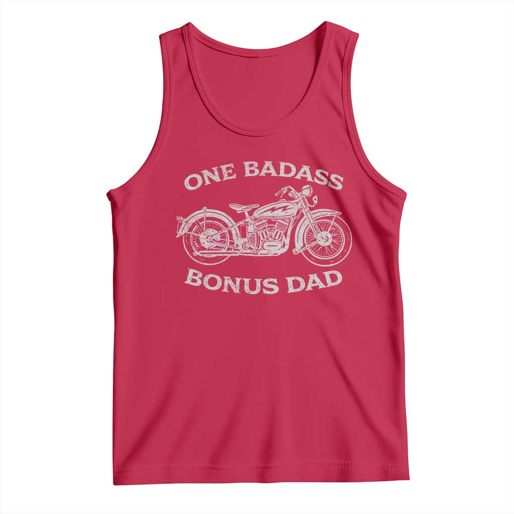 One Badass Bonus Dad Tank Top Funny Stepdad Motorcycle Graphic Mens Biker TS10 Red Print Your Wear