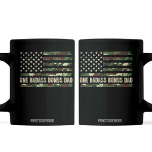 One Badass Bonus Dad Coffee Mug Funny Stepdad Camo American Flag TS10 Black Print Your Wear