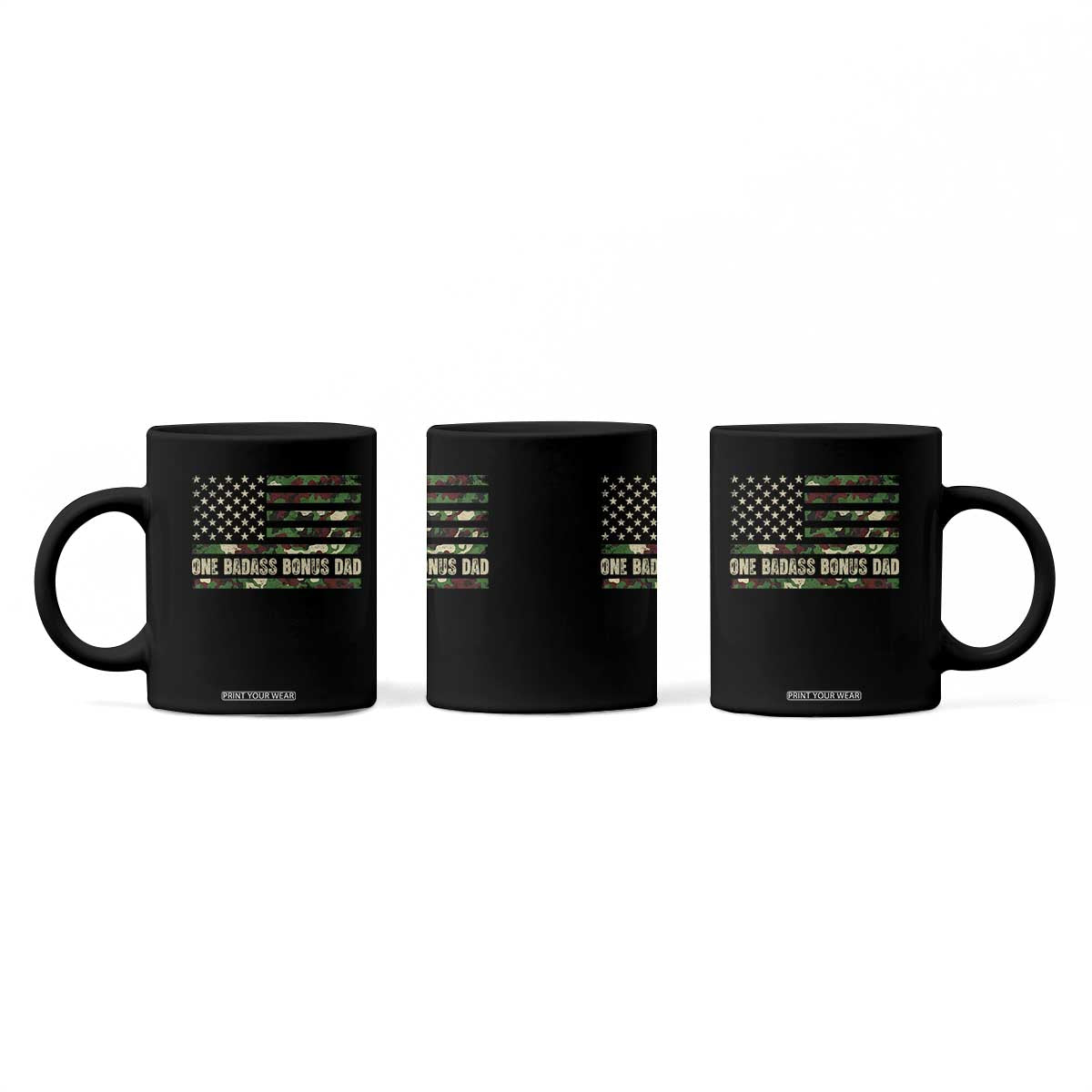 One Badass Bonus Dad Coffee Mug Funny Stepdad Camo American Flag TS10 Print Your Wear