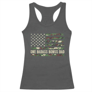 One Badass Bonus Dad Racerback Tank Top Funny Stepdad Camo American Flag TS10 Dark Heather Print Your Wear
