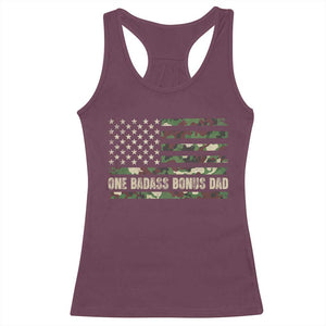 One Badass Bonus Dad Racerback Tank Top Funny Stepdad Camo American Flag TS10 Maroon Print Your Wear