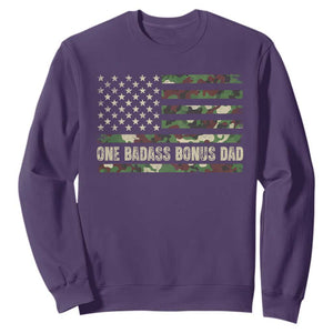 One Badass Bonus Dad Sweatshirt Funny Stepdad Camo American Flag TS10 Purple Print Your Wear