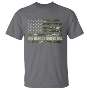 One Badass Bonus Dad T Shirt Funny Stepdad Camo American Flag TS10 Charcoal Print Your Wear