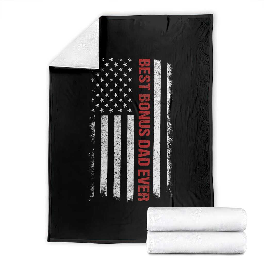 Best Effin Bonus Dad Ever Throw Blanket Funny Stepdad American Flag TS10 Black Print Your Wear
