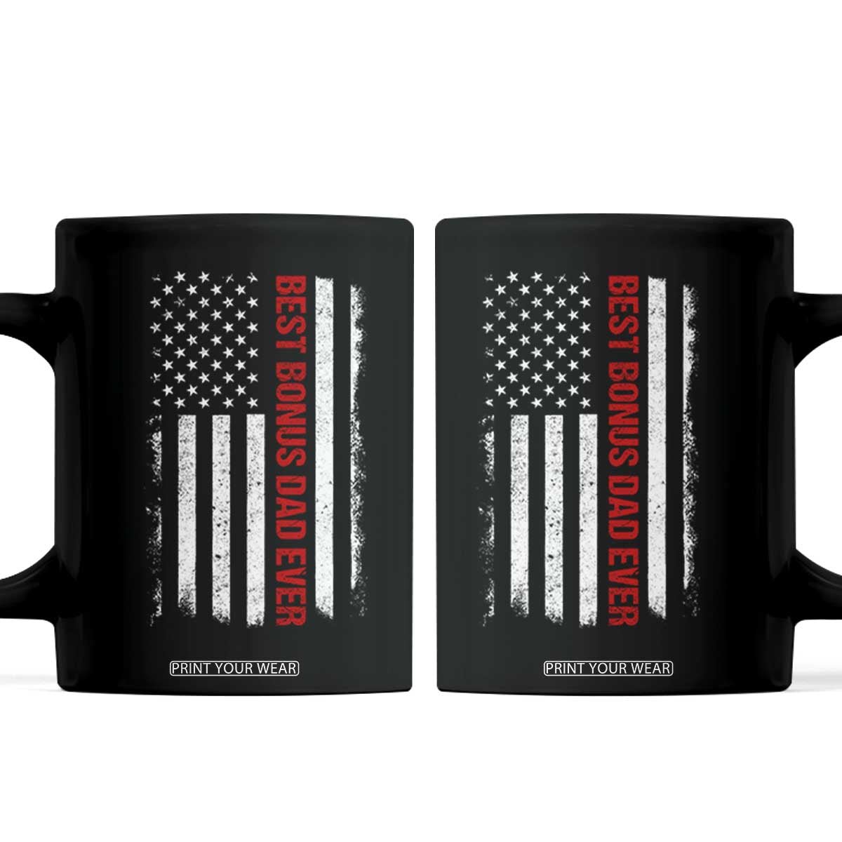 Best Effin Bonus Dad Ever Coffee Mug Funny Stepdad American Flag TS10 Black Print Your Wear