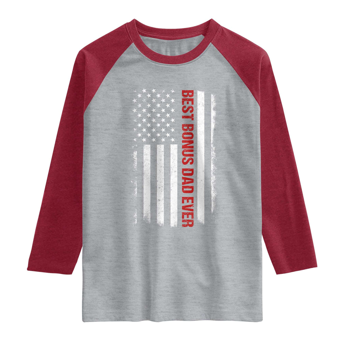 Best Effin Bonus Dad Ever Raglan Shirt Funny Stepdad American Flag TS10 Heather Gray Heather Red Print Your Wear
