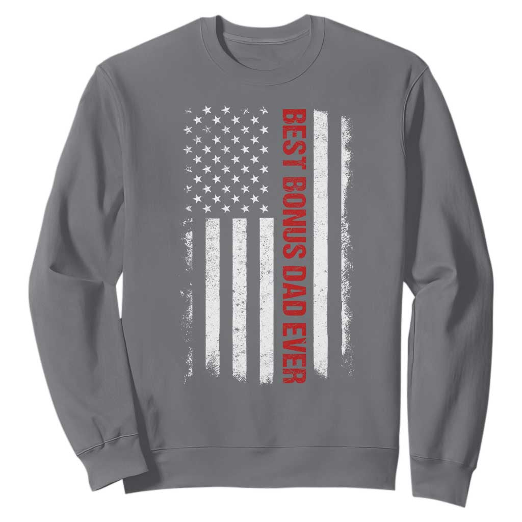 Best Effin Bonus Dad Ever Sweatshirt Funny Stepdad American Flag TS10 Charcoal Print Your Wear