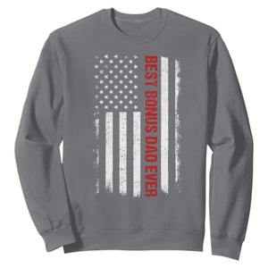 Best Effin Bonus Dad Ever Sweatshirt Funny Stepdad American Flag TS10 Charcoal Print Your Wear