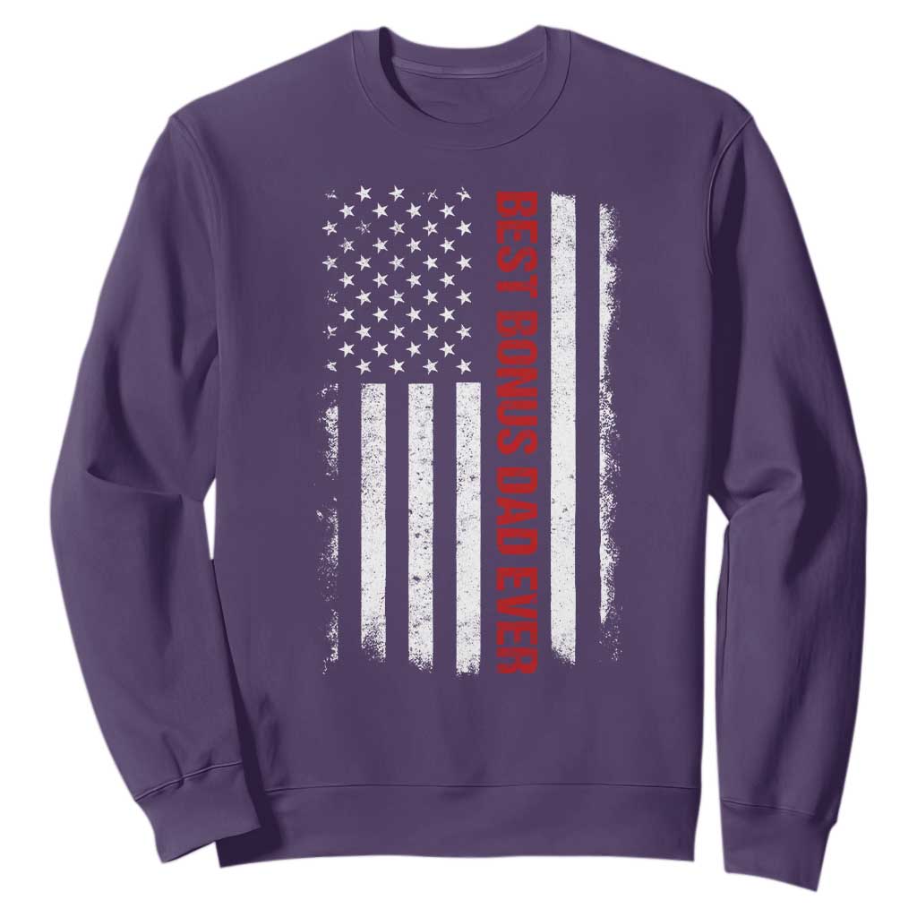 Best Effin Bonus Dad Ever Sweatshirt Funny Stepdad American Flag TS10 Purple Print Your Wear