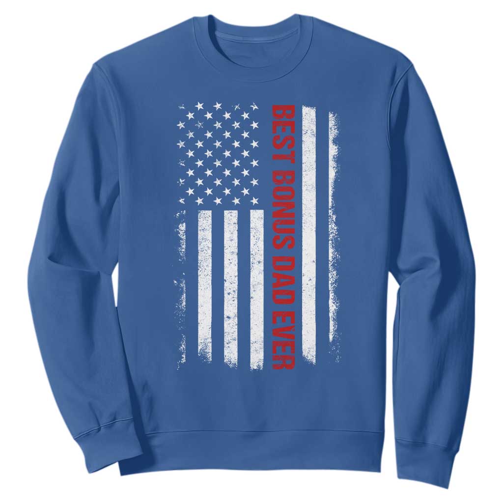 Best Effin Bonus Dad Ever Sweatshirt Funny Stepdad American Flag TS10 Royal Blue Print Your Wear