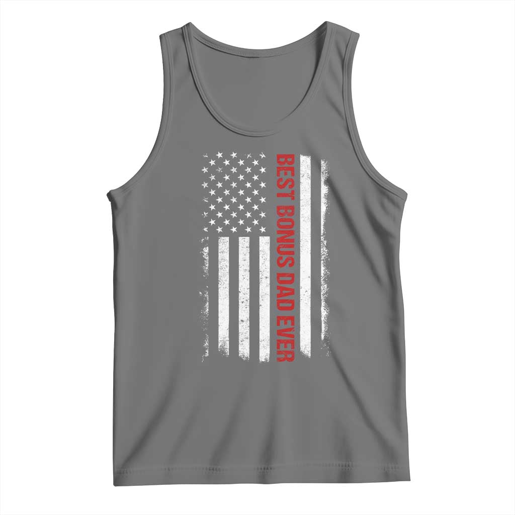 Best Effin Bonus Dad Ever Tank Top Funny Stepdad American Flag TS10 Black Heather Print Your Wear
