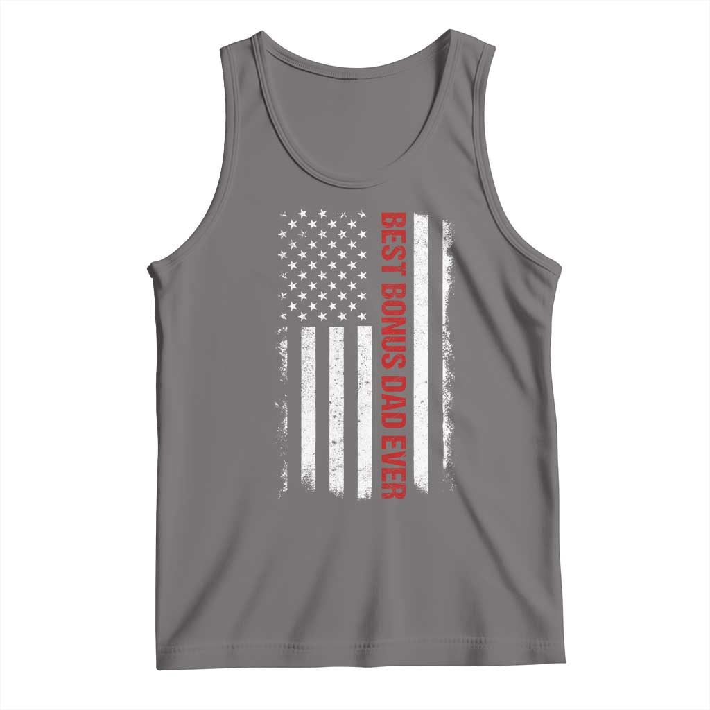 Best Effin Bonus Dad Ever Tank Top Funny Stepdad American Flag TS10 Deep Heather Print Your Wear