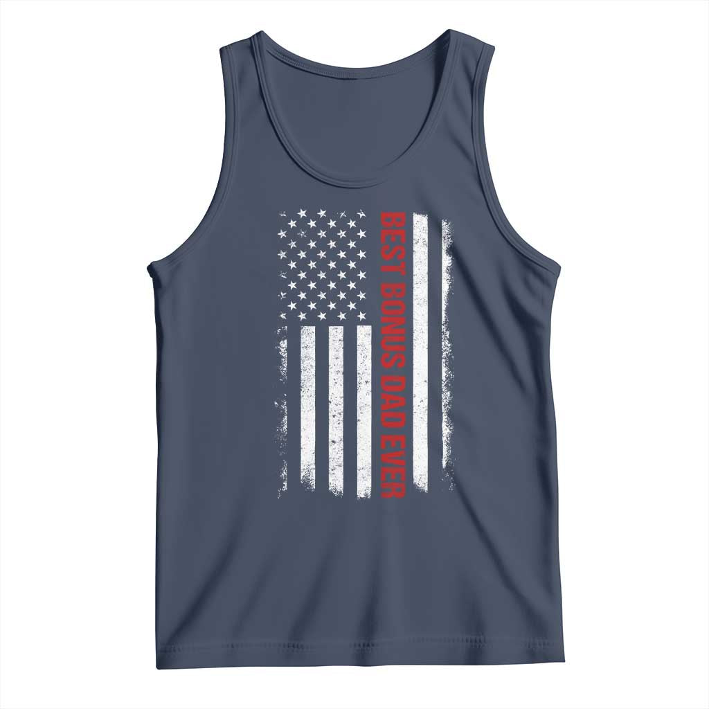 Best Effin Bonus Dad Ever Tank Top Funny Stepdad American Flag TS10 Navy Print Your Wear