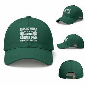 Funny Stepdad Baseball Cap This Is What An Awesome Bonus Dad Looks Like TS10 Baseball Cap Universal Fit Irish Green Print Your Wear