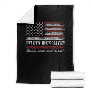 Best Effin’ Bonus Dad Ever Throw Blanket Step Dad American Flag TS10 Black Print Your Wear