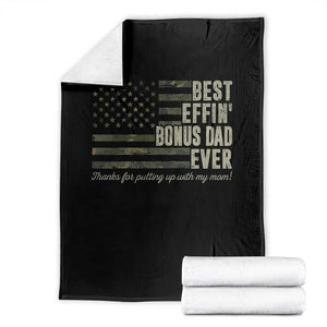 Best Effin’ Bonus Dad Ever Throw Blanket Step Dad Camo American Flag Camouflage TS10 Black Print Your Wear