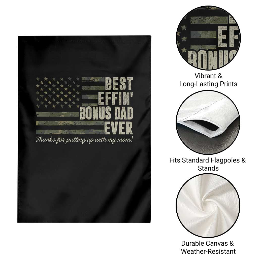 Best Effin’ Bonus Dad Ever Garden Flag Step Dad Camo American Flag Camouflage TS10 Print Your Wear