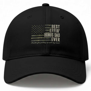 Best Effin’ Bonus Dad Ever Baseball Cap Step Dad Camo American Flag Camouflage TS10 Print Your Wear