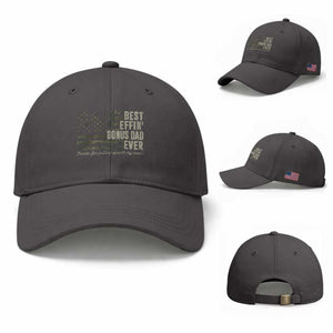 Best Effin’ Bonus Dad Ever Baseball Cap Step Dad Camo American Flag Camouflage TS10 Baseball Cap Universal Fit Dark Gray Print Your Wear