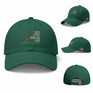 Best Effin’ Bonus Dad Ever Baseball Cap Step Dad Camo American Flag Camouflage TS10 Baseball Cap Universal Fit Irish Green Print Your Wear