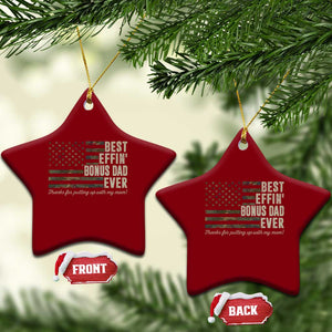 Best Effin’ Bonus Dad Ever Ceramic Ornament Step Dad Camo American Flag Camouflage TS10 Print Your Wear