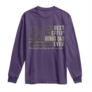 Best Effin’ Bonus Dad Ever Long Sleeve Shirt Step Dad Camo American Flag Camouflage TS10 Purple Print Your Wear