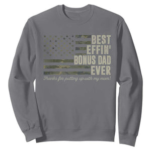 Best Effin’ Bonus Dad Ever Sweatshirt Step Dad Camo American Flag Camouflage TS10 Charcoal Print Your Wear