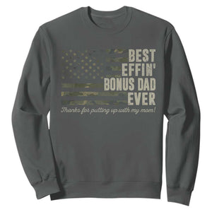 Best Effin’ Bonus Dad Ever Sweatshirt Step Dad Camo American Flag Camouflage TS10 Dark Heather Print Your Wear