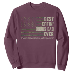 Best Effin’ Bonus Dad Ever Sweatshirt Step Dad Camo American Flag Camouflage TS10 Maroon Print Your Wear