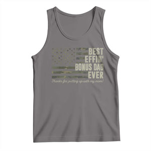 Best Effin’ Bonus Dad Ever Tank Top Step Dad Camo American Flag Camouflage TS10 Deep Heather Print Your Wear