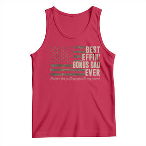Best Effin’ Bonus Dad Ever Tank Top Step Dad Camo American Flag Camouflage TS10 Red Print Your Wear