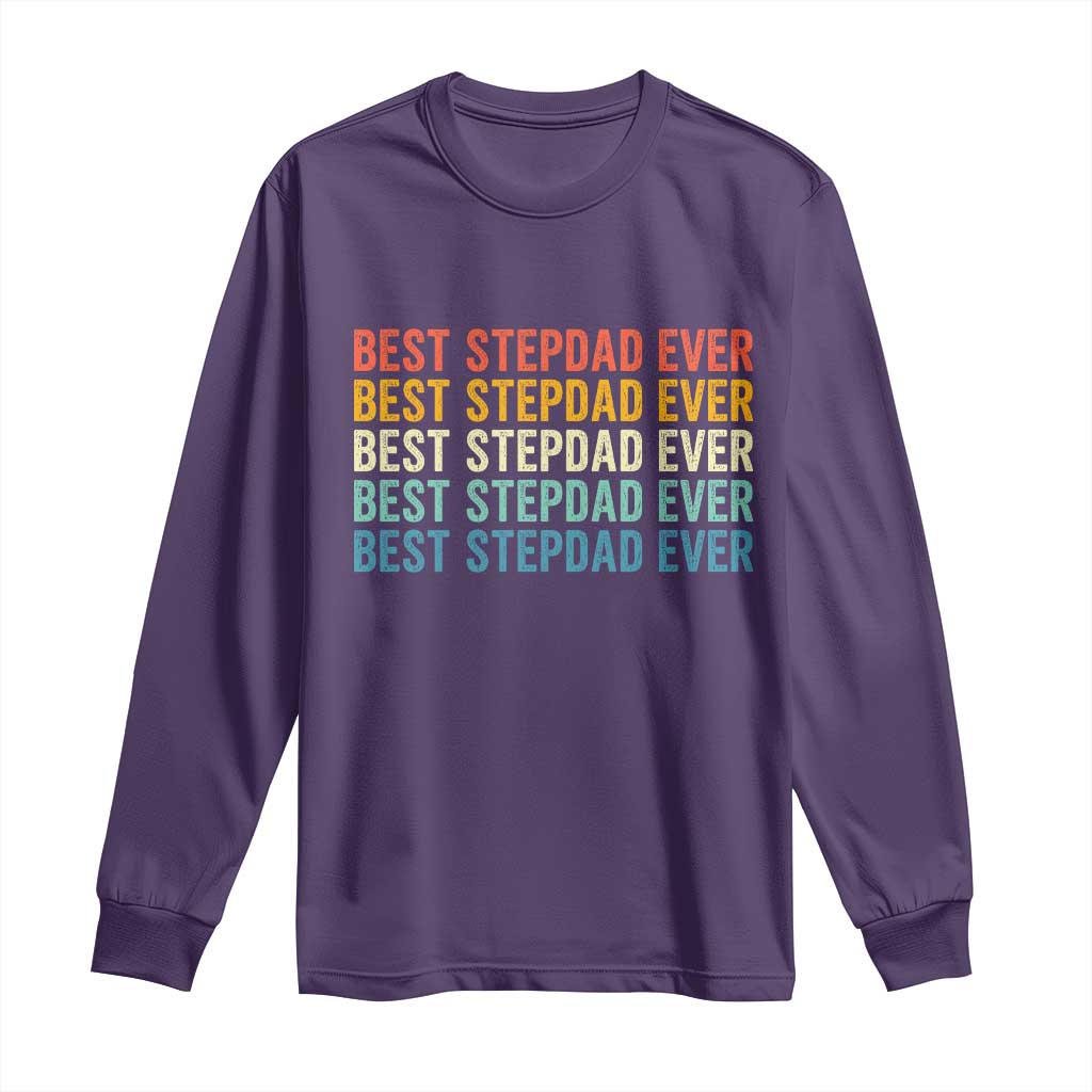 Best Stepdad Ever Long Sleeve Shirt Funny Retro Stepdad Bonus Dad TS10 Purple Print Your Wear