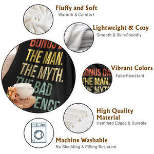 Bonus Dad Throw Blanket The Man Myth Bad Influence Funny Step Dad TS10 Print Your Wear