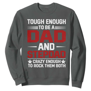 Bonus Dad Sweatshirt Dad And Stepdad Fathers Day TS10 Dark Heather Print Your Wear
