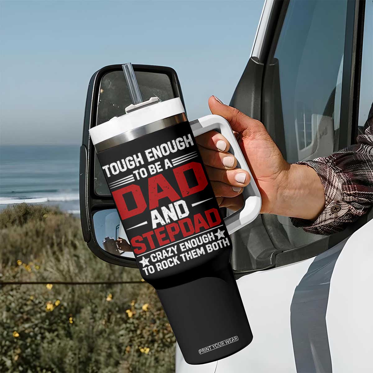 Bonus Dad Tumbler With Handle Dad And Stepdad Fathers Day TS10 Print Your Wear