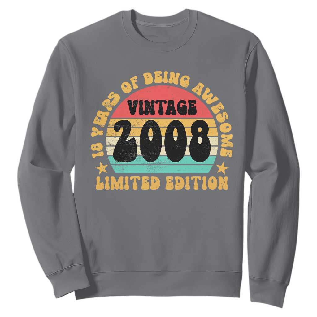 18th Birthday Sweatshirt Vintage 18yr 2008 Limited Edition 18 Year Old Gift TS10 Charcoal Print Your Wear