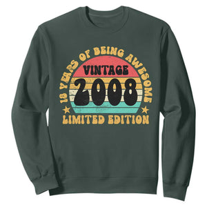 18th Birthday Sweatshirt Vintage 18yr 2008 Limited Edition 18 Year Old Gift TS10 Dark Forest Green Print Your Wear