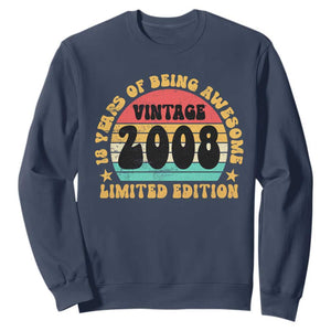 18th Birthday Sweatshirt Vintage 18yr 2008 Limited Edition 18 Year Old Gift TS10 Navy Print Your Wear