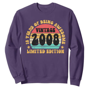 18th Birthday Sweatshirt Vintage 18yr 2008 Limited Edition 18 Year Old Gift TS10 Purple Print Your Wear