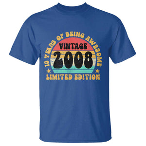 18th Birthday T Shirt Vintage 18yr 2008 Limited Edition 18 Year Old Gift TS10 Royal Blue Print Your Wear