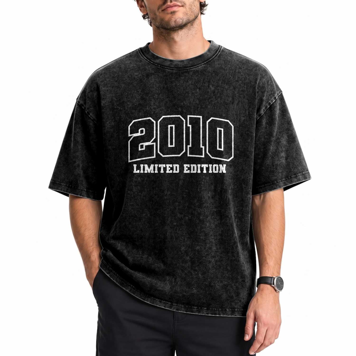 Vintage 2010 Limited Edition Washed Cotton T-Shirt 16 Year Old Gift Retro Varsity 16th Birthday