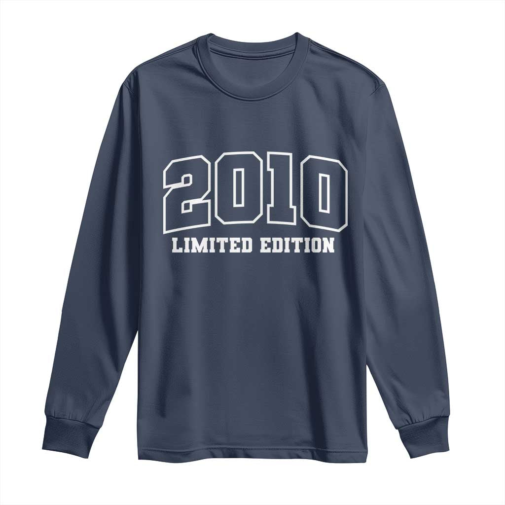 Vintage 2010 Limited Edition Long Sleeve Shirt 16 Year Old Gift Retro Varsity 16th Birthday TS10 Navy Print Your Wear