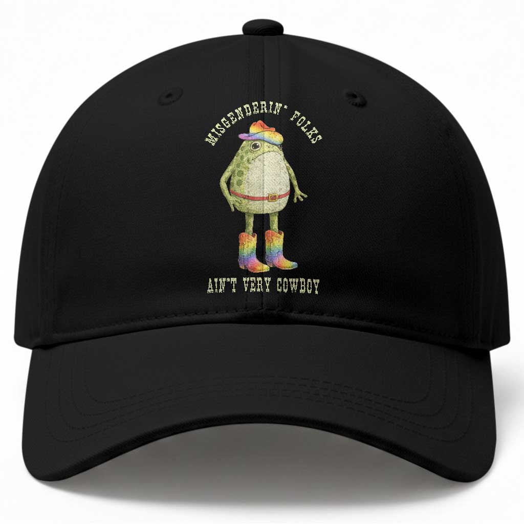 Funny Frog LGBTQ Baseball Cap Misgenderin Folks Aint Very Cowboy Pride Rainbow TS10 Print Your Wear