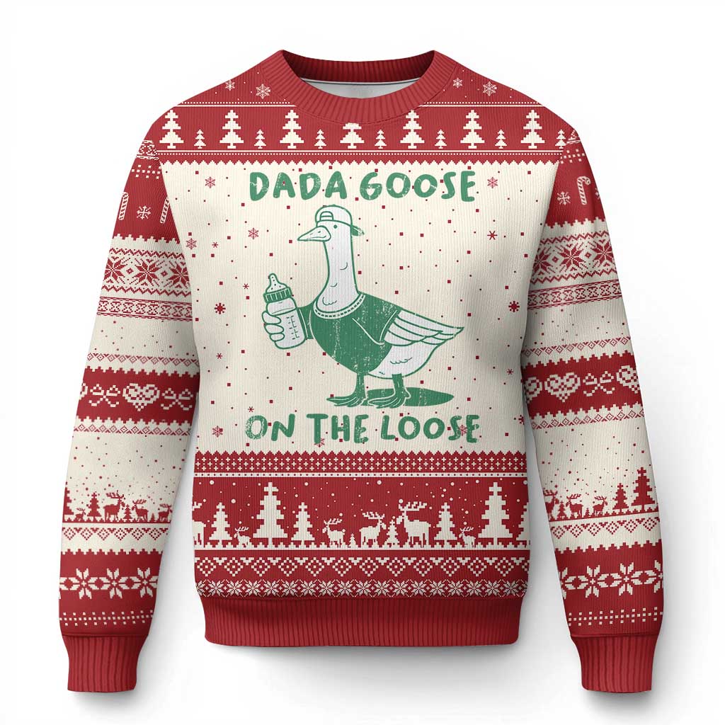 Silly Goose Dad Ugly Christmas Sweater New Dad Pregnancy Announcement Fathers Day TS10 Beige Red Print Your Wear
